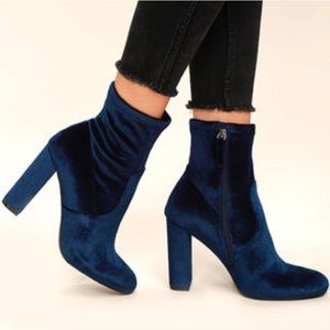 Steve Madden Blue Velvet High Heel Booties